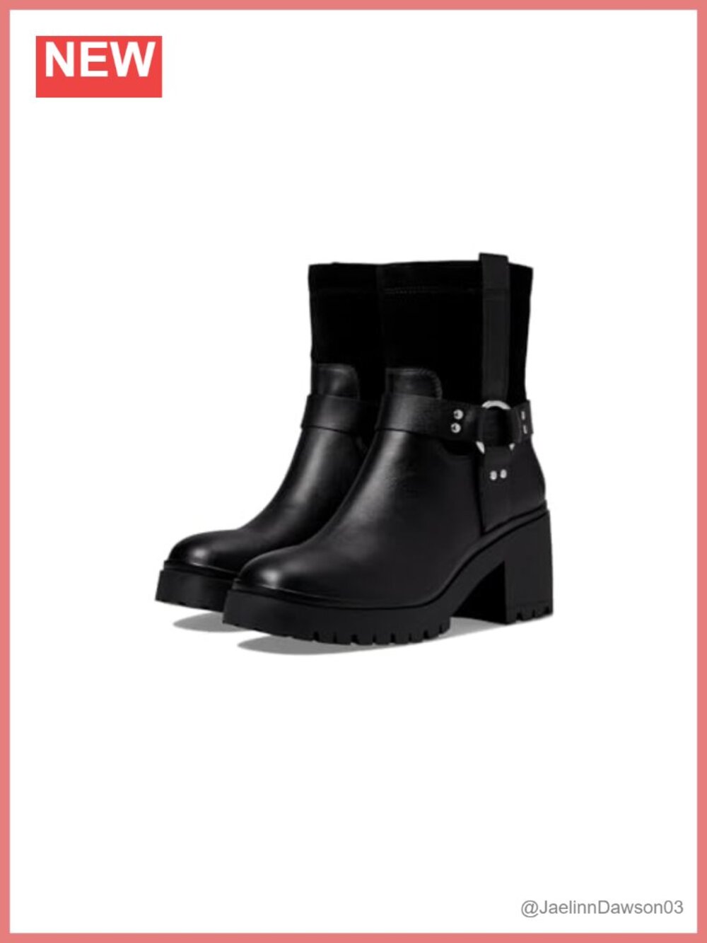 Waterproof Leather Ankle Bootie with Block Heel